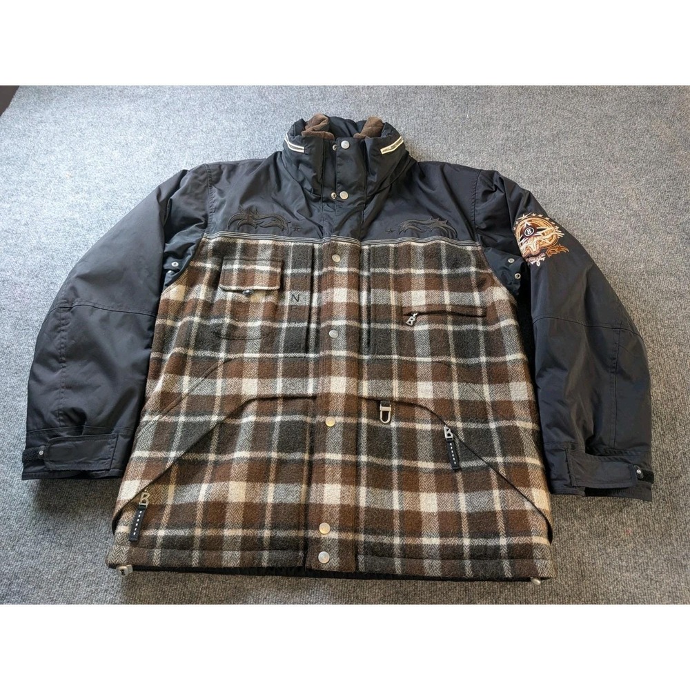 Vintage Bogner Ski Jacket Mens 42 Western Longhorn Wool Alpaca Plaid Slovenia